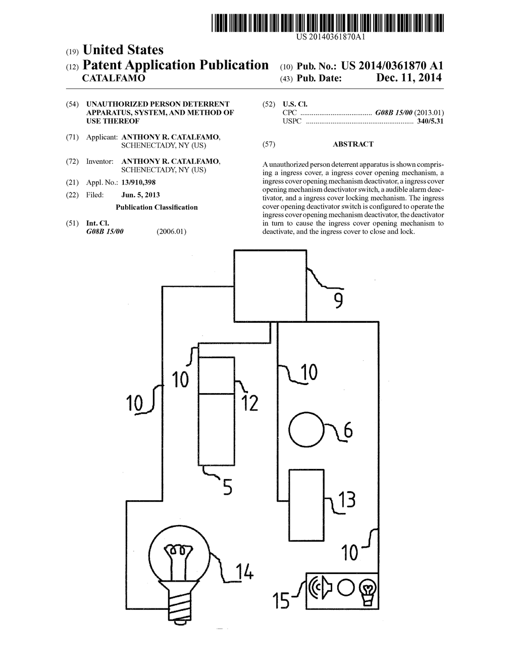 UNAUTHORIZED PERSON DETERRENT APPARATUS, SYSTEM, AND METHOD OF USE THEREOF - diagram, schematic, and image 01