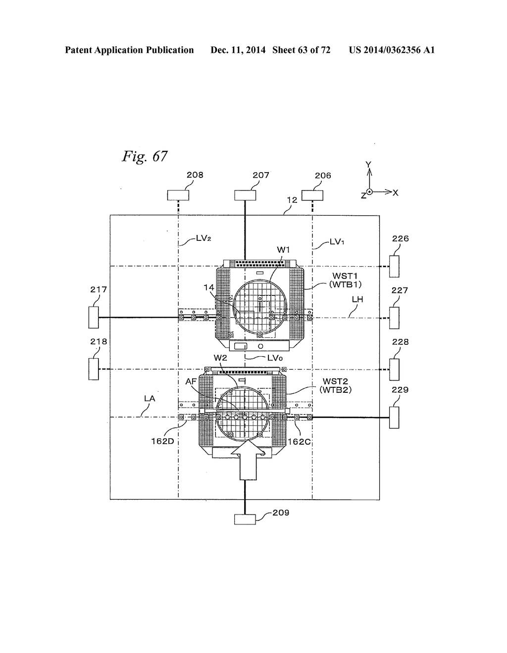 EXPOSURE APPARATUS, MOVABLE BODY DRIVE SYSTEM, PATTERN FORMATION     APPARATUS, EXPOSURE METHOD, AND DEVICE MANUFACTURING METHOD - diagram, schematic, and image 64