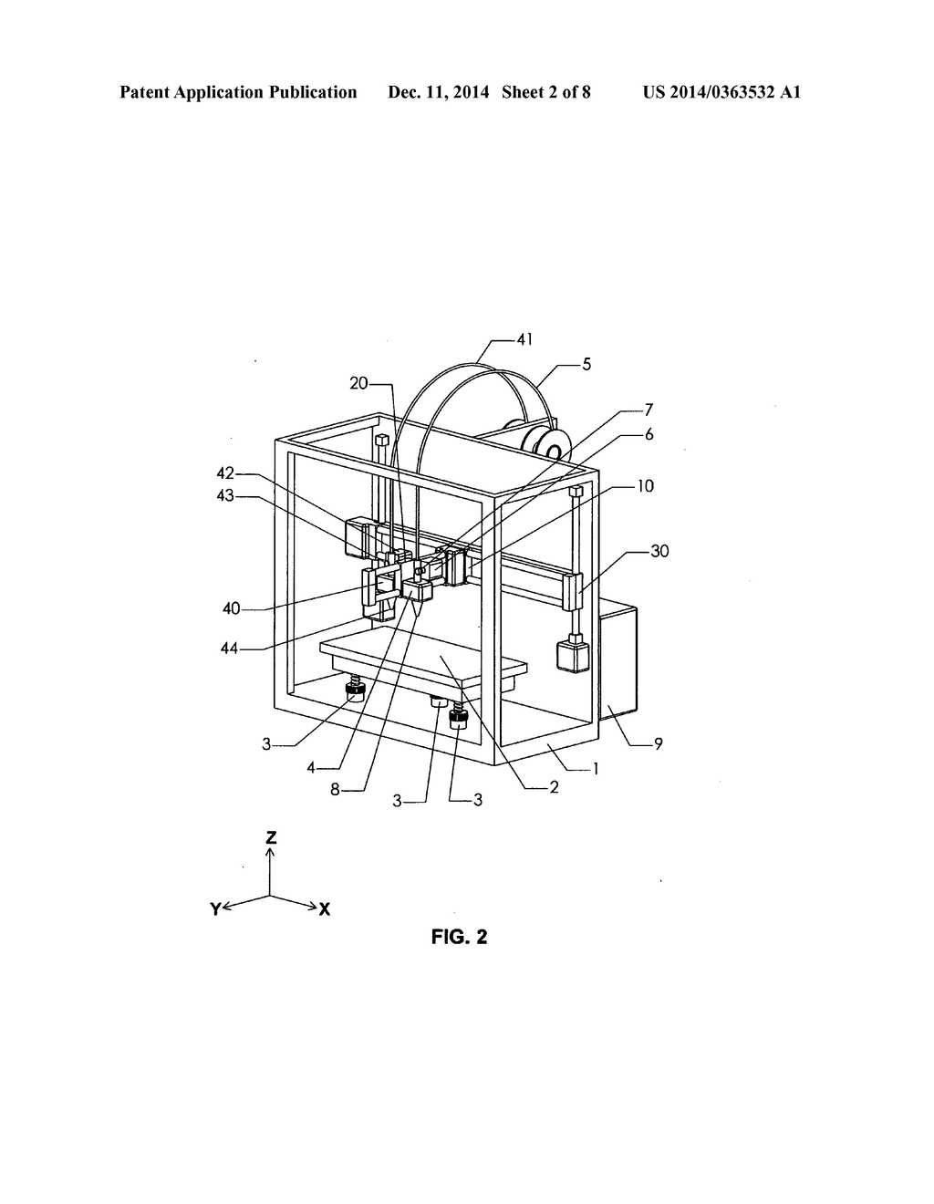 Multiple color extrusion type three dimensional printer - diagram, schematic, and image 03