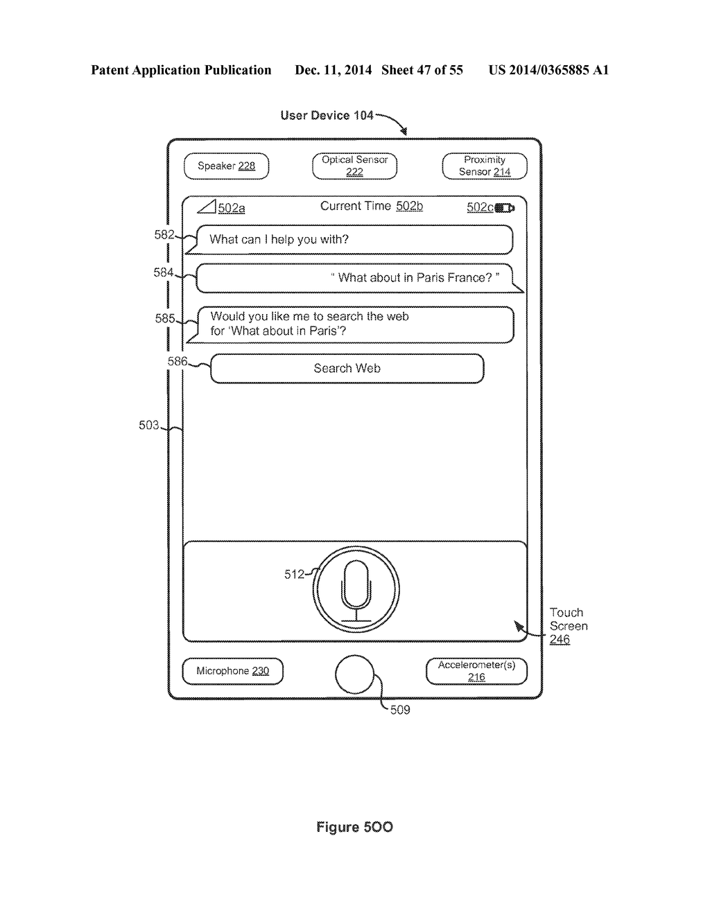 DEVICE, METHOD, AND GRAPHICAL USER INTERFACE FOR ENABLING CONVERSATION     PERSISTENCE ACROSS TWO OR MORE INSTANCES OF A DIGITAL ASSISTANT - diagram, schematic, and image 48