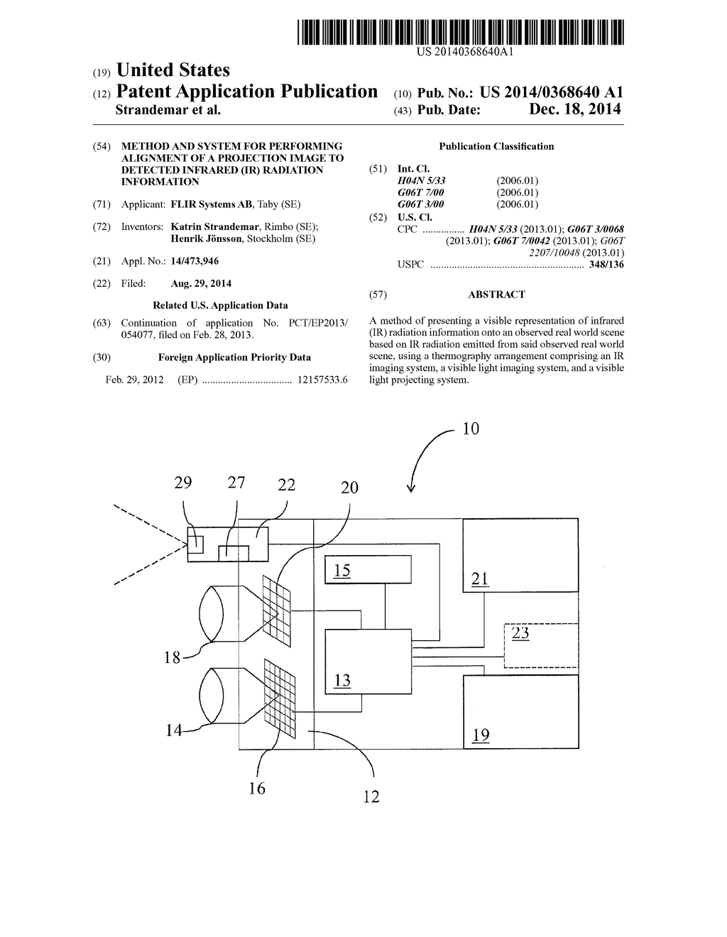 METHOD AND SYSTEM FOR PERFORMING ALIGNMENT OF A PROJECTION IMAGE TO     DETECTED INFRARED (IR) RADIATION INFORMATION - diagram, schematic, and image 01