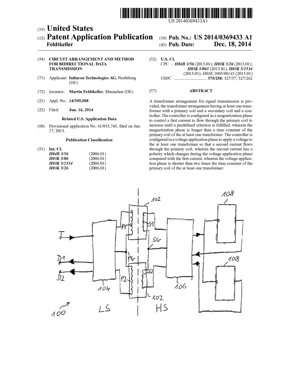 CIRCUIT ARRANGEMENT AND METHOD FOR BIDIRECTIONAL DATA TRANSMISSION - diagram, schematic, and image 01