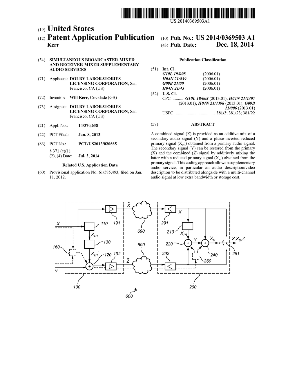 SIMULTANEOUS BROADCASTER-MIXED AND RECEIVER-MIXED SUPPLEMENTARY AUDIO     SERVICES - diagram, schematic, and image 01