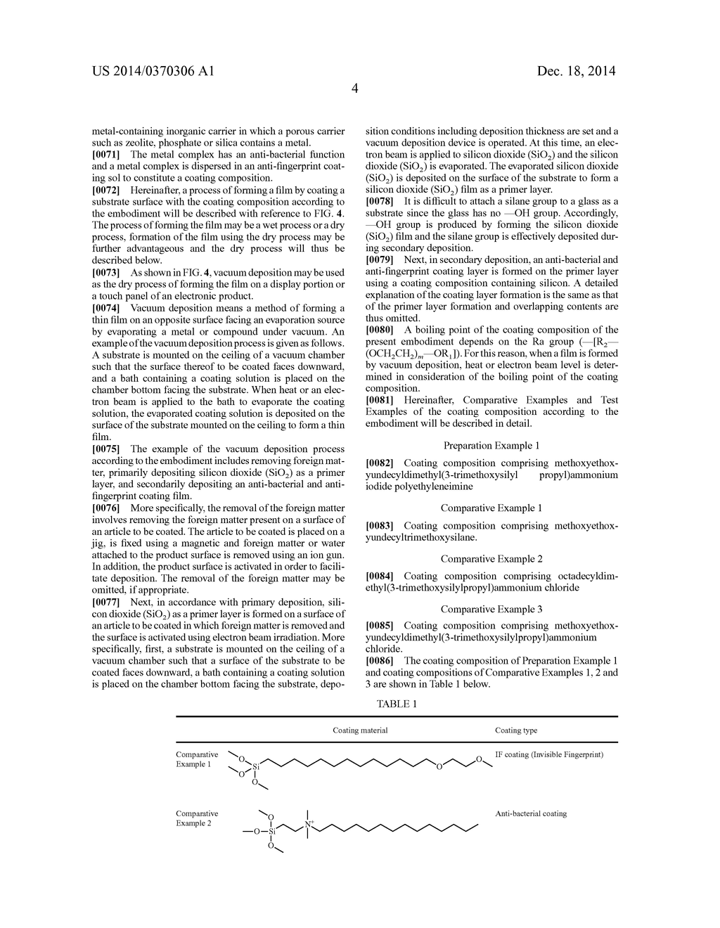 ANTI-BACTERIAL AND ANTI-FINGERPRINT COATING COMPOSITION, FILM COMPRISING     THE SAME, METHOD OF COATING THE SAME AND ARTICLE COATED WITH THE SAME - diagram, schematic, and image 14