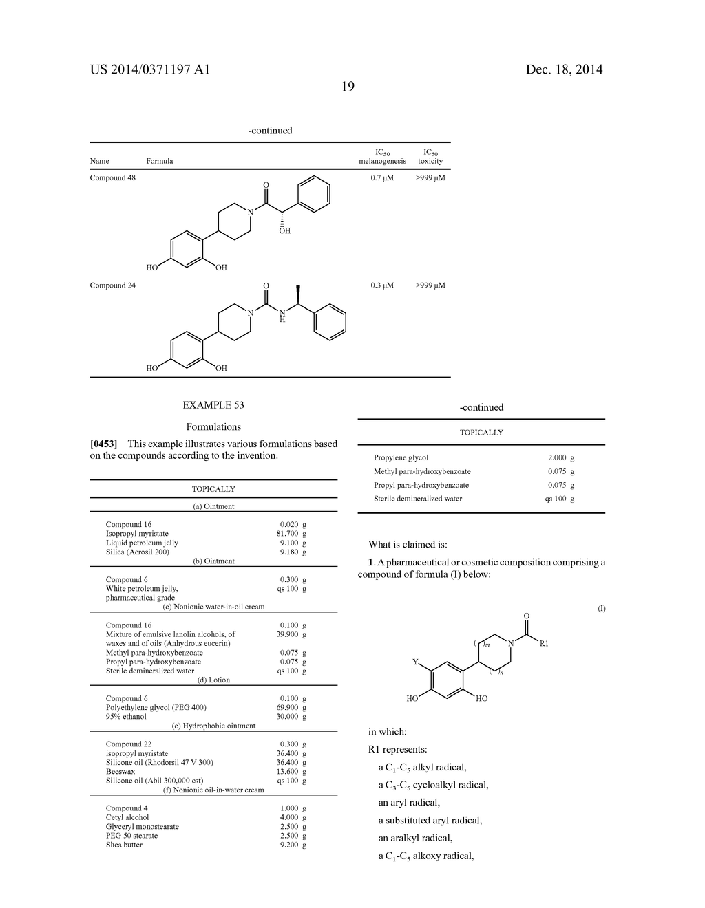 4-(AZACYCLOALKYL)BENZENE-1,3-DIOL COMPOUNDS AS TYROSINASE INHIBITORS,     PROCESS FOR THE PREPARATION THEREOF AND USE THEREOF IN HUMAN MEDICINE AND     IN COSMETICS - diagram, schematic, and image 21