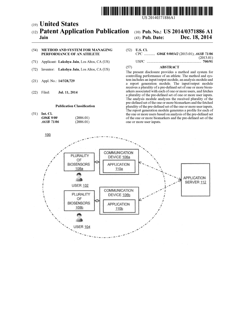 METHOD AND SYSTEM FOR MANAGING PERFORMANCE OF AN ATHLETE - diagram, schematic, and image 01