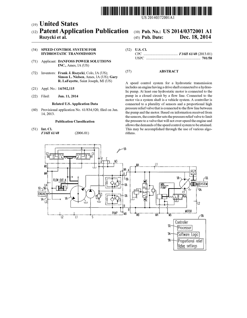 SPEED CONTROL SYSTEM FOR HYDROSTATIC TRANSMISSION - diagram, schematic, and image 01