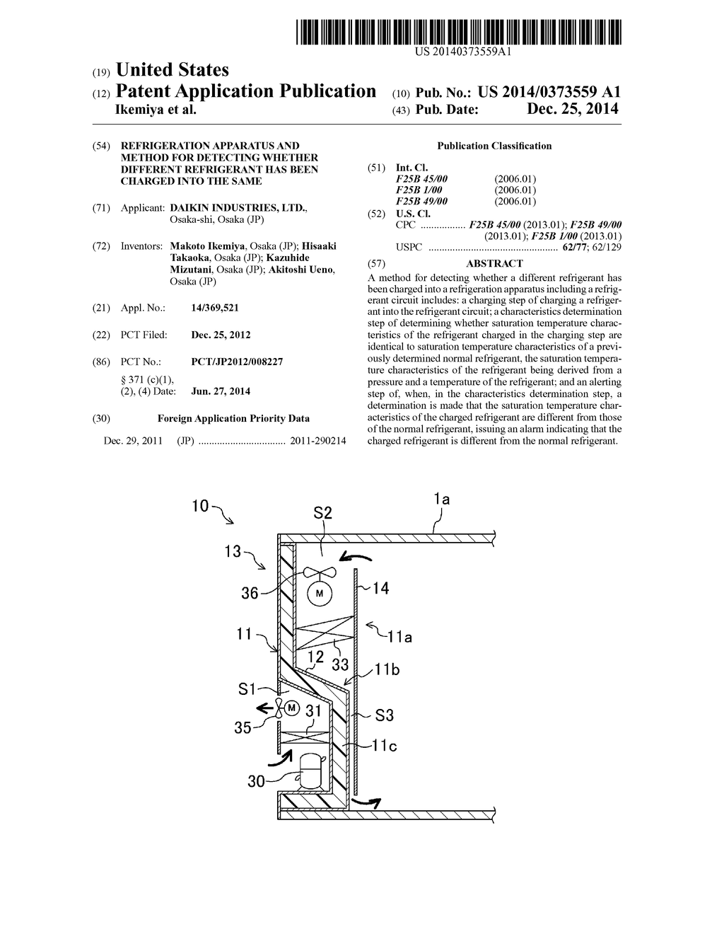 REFRIGERATION APPARATUS AND METHOD FOR DETECTING WHETHER DIFFERENT     REFRIGERANT HAS BEEN CHARGED INTO THE SAME - diagram, schematic, and image 01