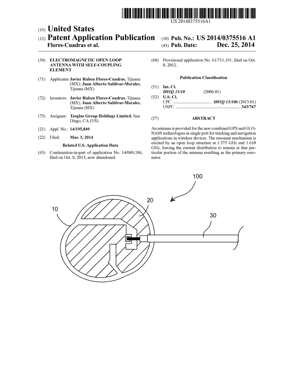 ELECTROMAGNETIC OPEN LOOP ANTENNA WITH SELF-COUPLING ELEMENT - diagram, schematic, and image 01