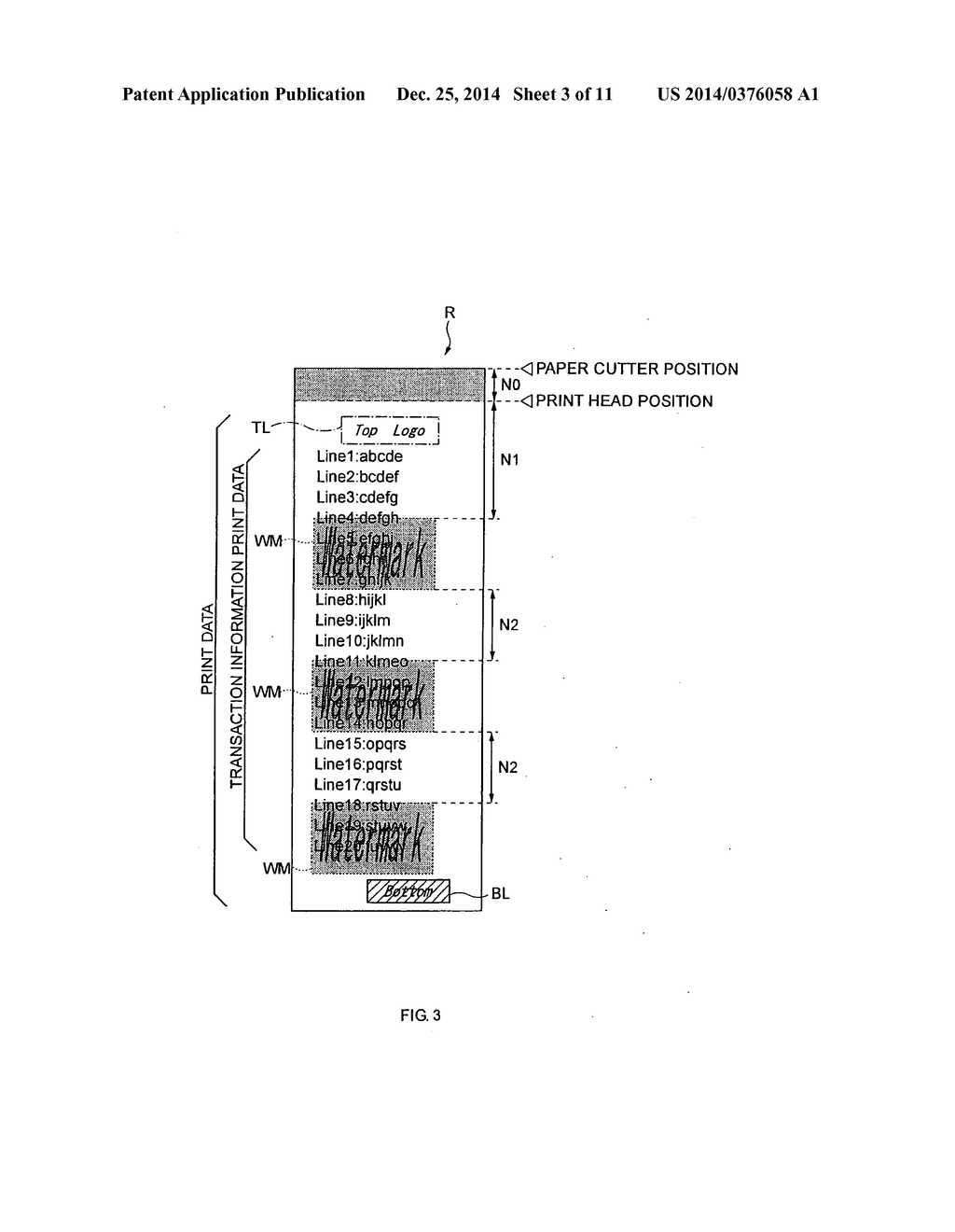 Printing Apparatus and Printing Control Method for Determining Whether and     Where to Print a Watermark Relative to Print Data - diagram, schematic, and image 04