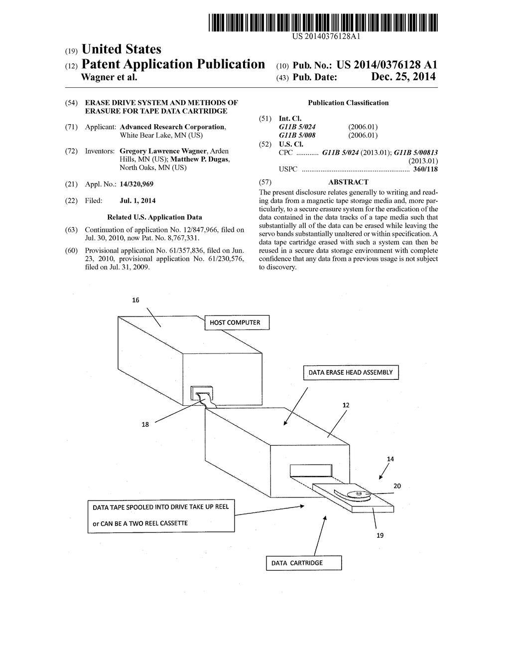 ERASE DRIVE SYSTEM AND METHODS OF ERASURE FOR TAPE DATA CARTRIDGE - diagram, schematic, and image 01