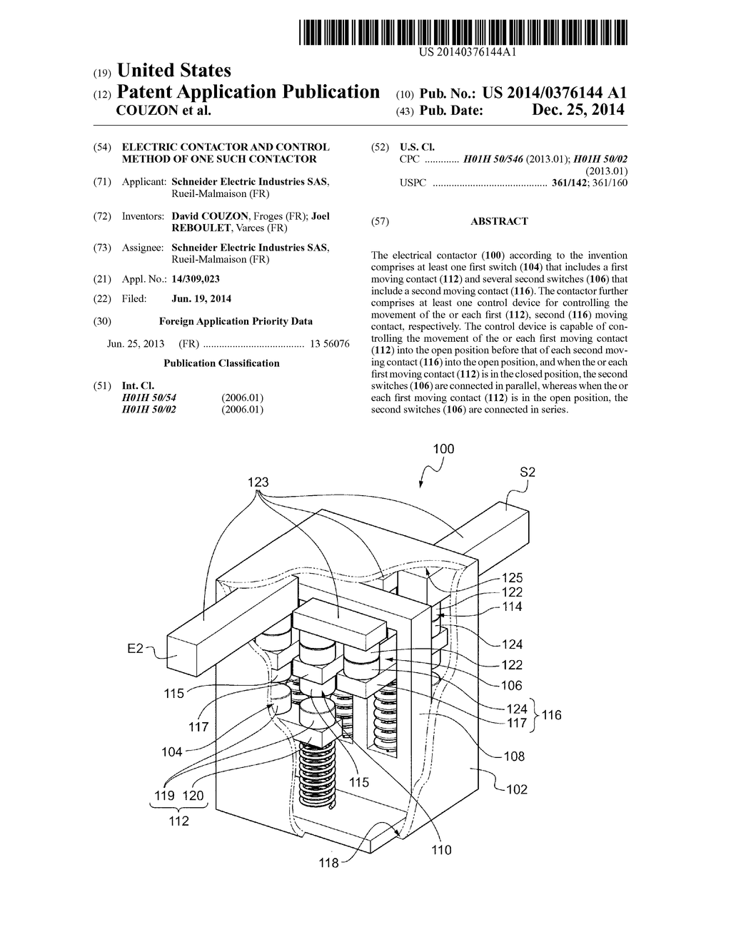 ELECTRIC CONTACTOR AND CONTROL METHOD OF ONE SUCH CONTACTOR - diagram, schematic, and image 01