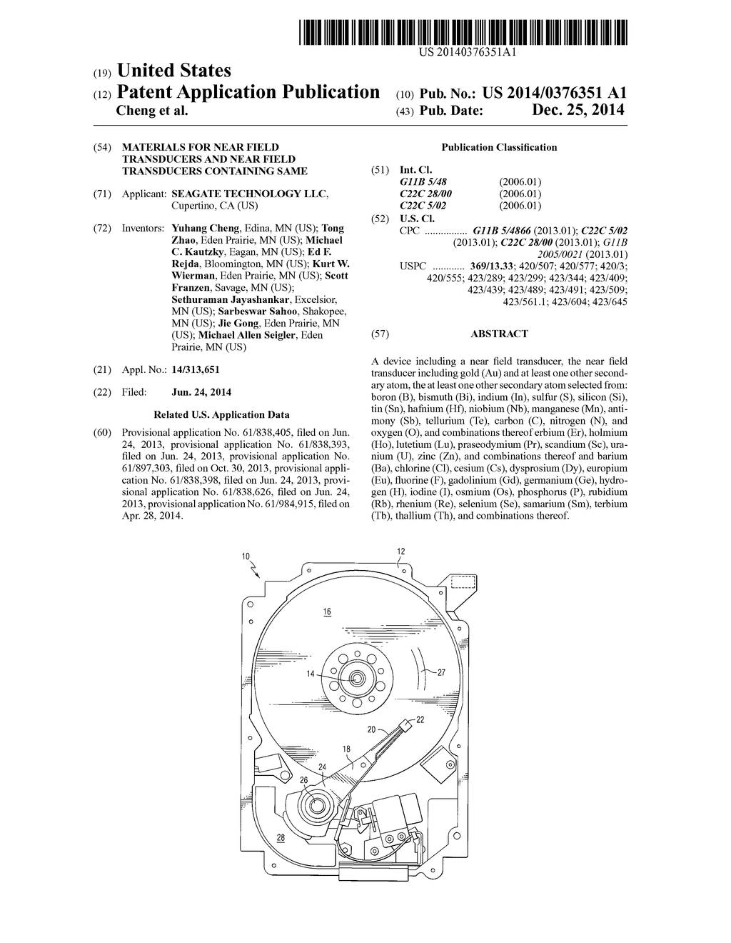 MATERIALS FOR NEAR FIELD TRANSDUCERS AND NEAR FIELD TRANSDUCERS CONTAINING     SAME - diagram, schematic, and image 01