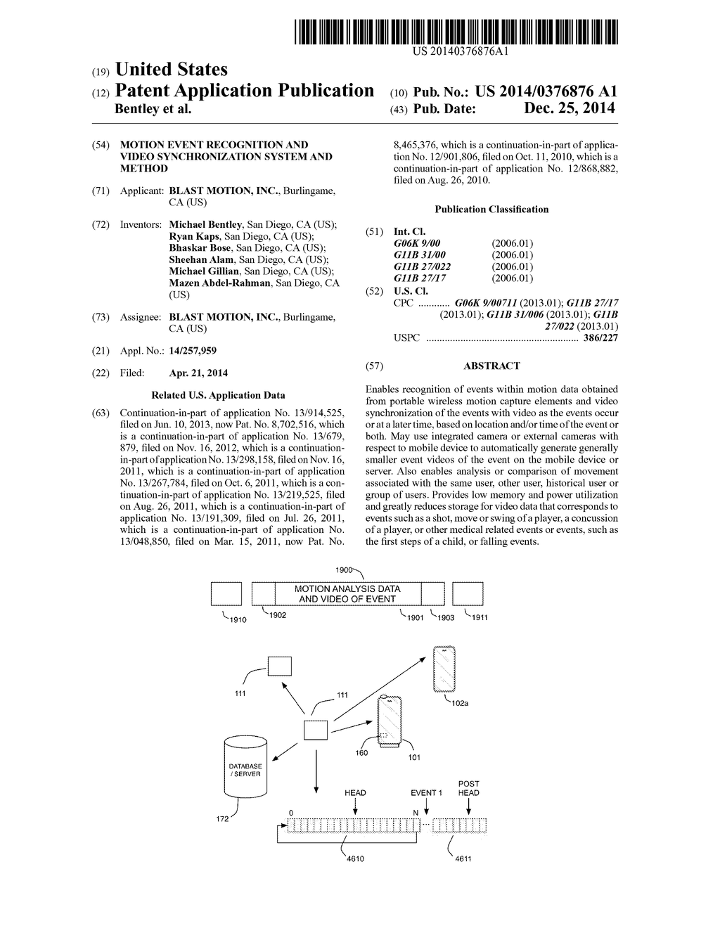 MOTION EVENT RECOGNITION AND VIDEO SYNCHRONIZATION SYSTEM AND METHOD - diagram, schematic, and image 01