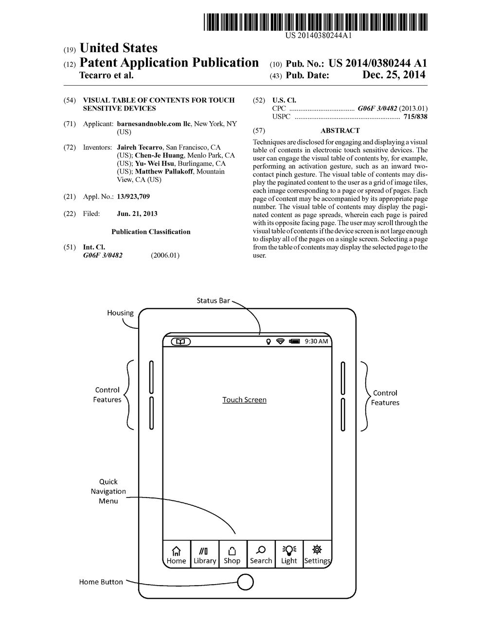 VISUAL TABLE OF CONTENTS FOR TOUCH SENSITIVE DEVICES - diagram, schematic, and image 01