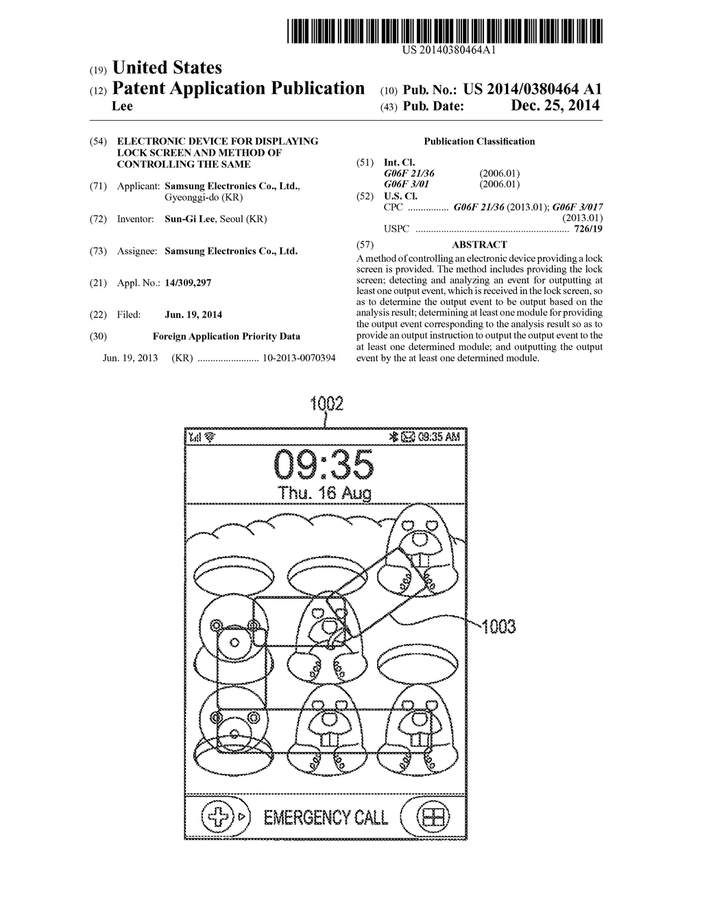 ELECTRONIC DEVICE FOR DISPLAYING LOCK SCREEN AND METHOD OF CONTROLLING THE     SAME - diagram, schematic, and image 01