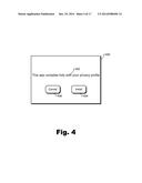 METHODS AND SYSTEMS FOR DETERMINING A COMPLIANCE LEVEL OF AN APPLICATION     WITH RESPECT TO A PRIVACY PROFILE ASSOCIATED WITH A USER diagram and image