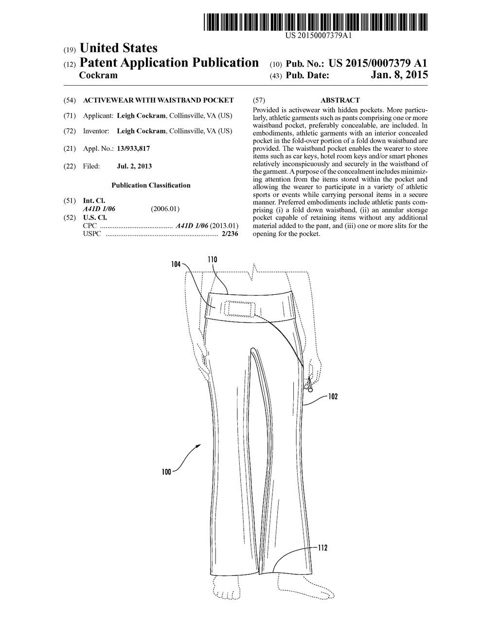 ACTIVEWEAR WITH WAISTBAND POCKET - diagram, schematic, and image 01