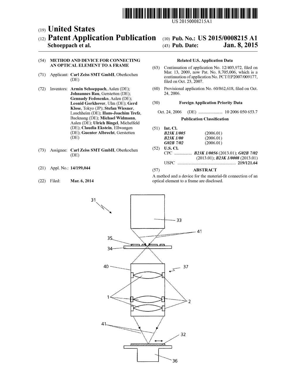 METHOD AND DEVICE FOR CONNECTING AN OPTICAL ELEMENT TO A FRAME - diagram, schematic, and image 01