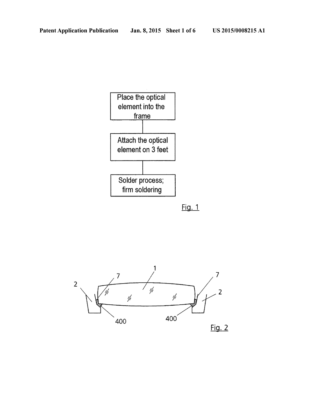 METHOD AND DEVICE FOR CONNECTING AN OPTICAL ELEMENT TO A FRAME - diagram, schematic, and image 02