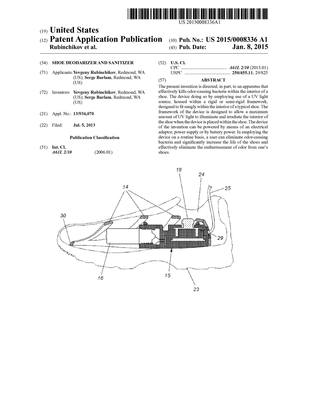 SHOE DEODARIZER AND SANITIZER - diagram, schematic, and image 01