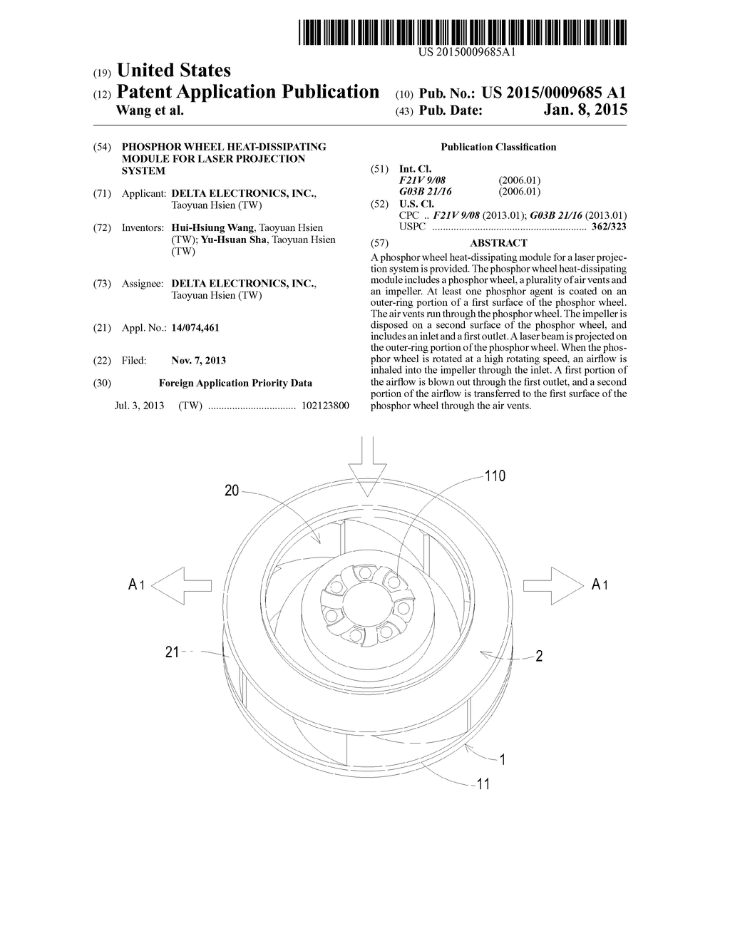 PHOSPHOR WHEEL HEAT-DISSIPATING MODULE FOR LASER PROJECTION SYSTEM - diagram, schematic, and image 01