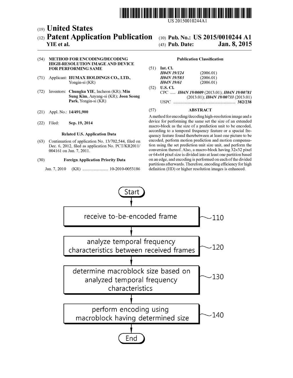 METHOD FOR ENCODING/DECODING HIGH-RESOLUTION IMAGE AND DEVICE FOR     PERFORMING SAME - diagram, schematic, and image 01