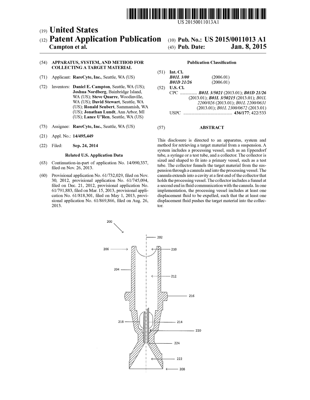 APPARATUS, SYSTEM, AND METHOD FOR COLLECTING A TARGET MATERIAL - diagram, schematic, and image 01