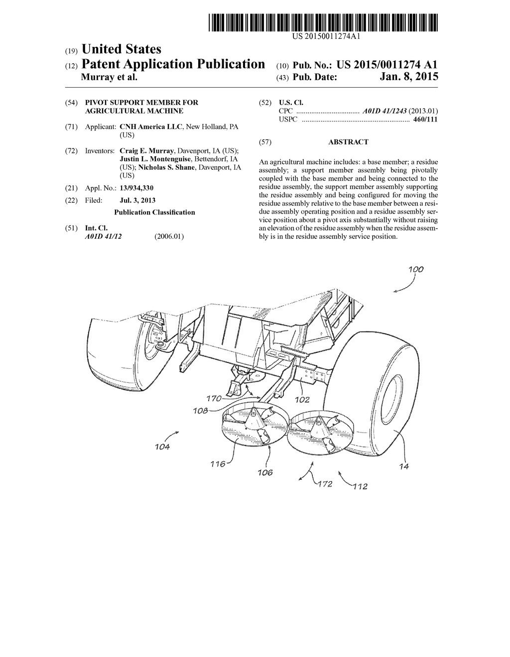 PIVOT SUPPORT MEMBER FOR AGRICULTURAL MACHINE - diagram, schematic, and image 01