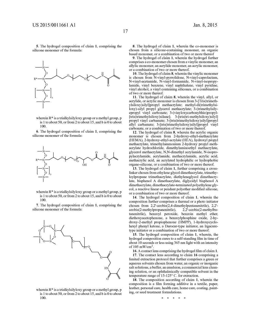 HYDROPHILIC SILICONE MONOMERS, PROCESS FOR PREPARATION THEREOF AND THIN     FILMS CONTAINING THE SAME - diagram, schematic, and image 18