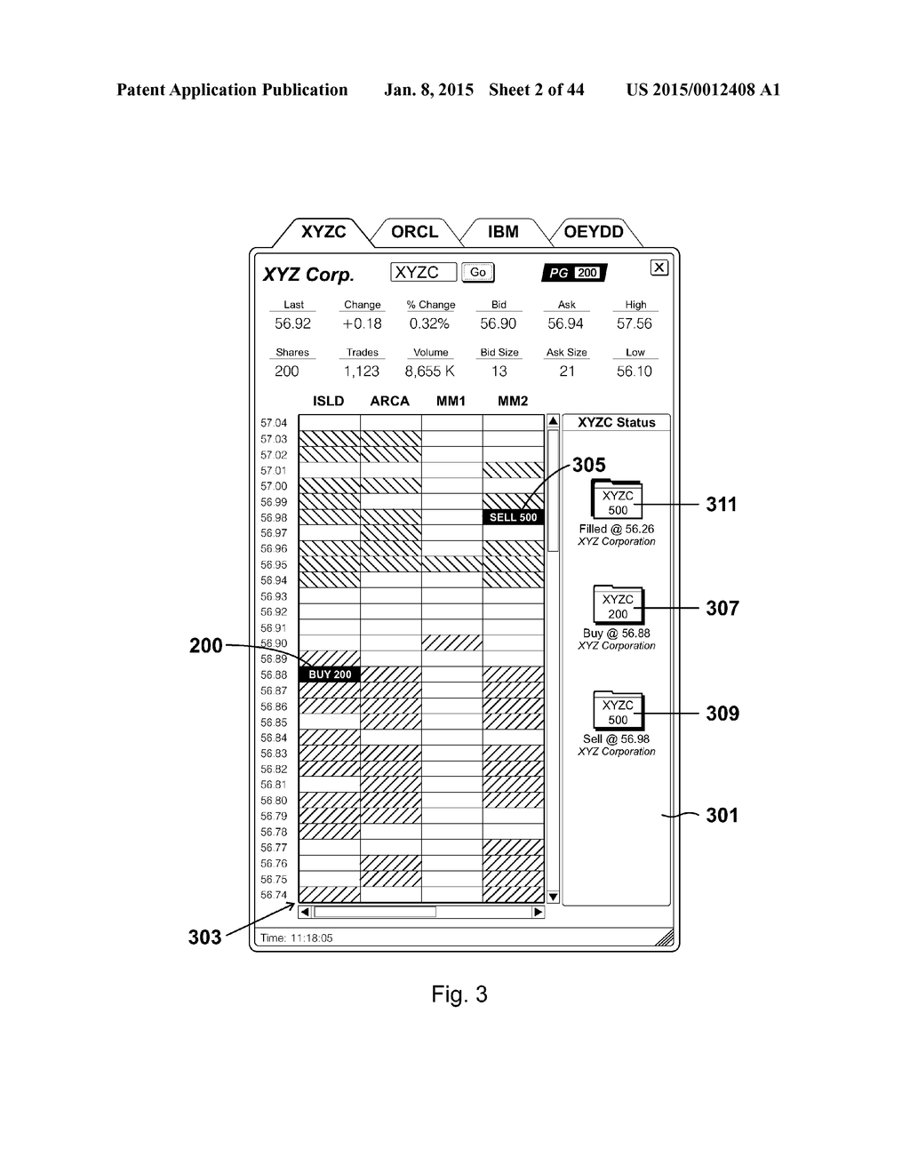 Interactive grid-based graphical trading system for real time security     trading - diagram, schematic, and image 03