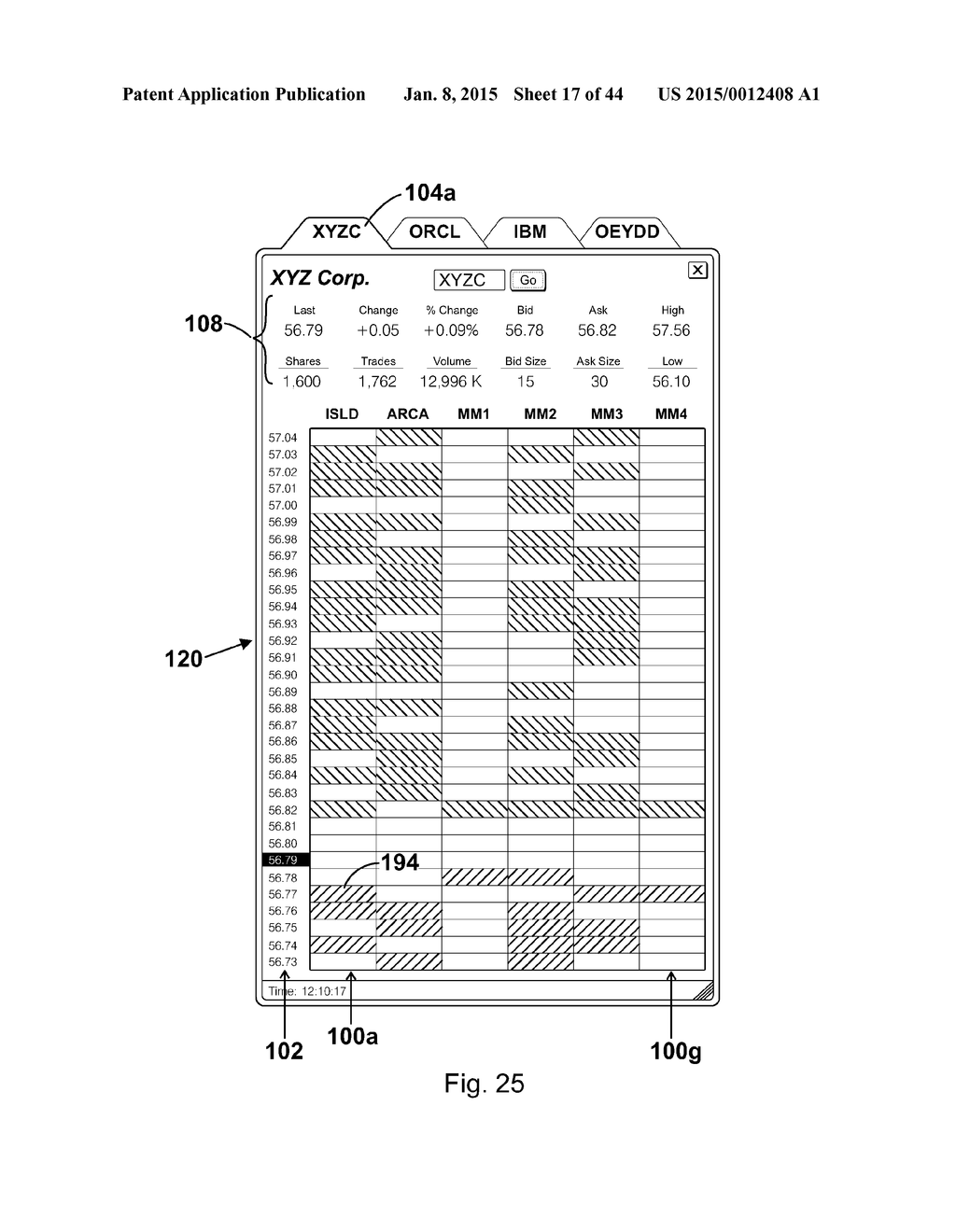 Interactive grid-based graphical trading system for real time security     trading - diagram, schematic, and image 18