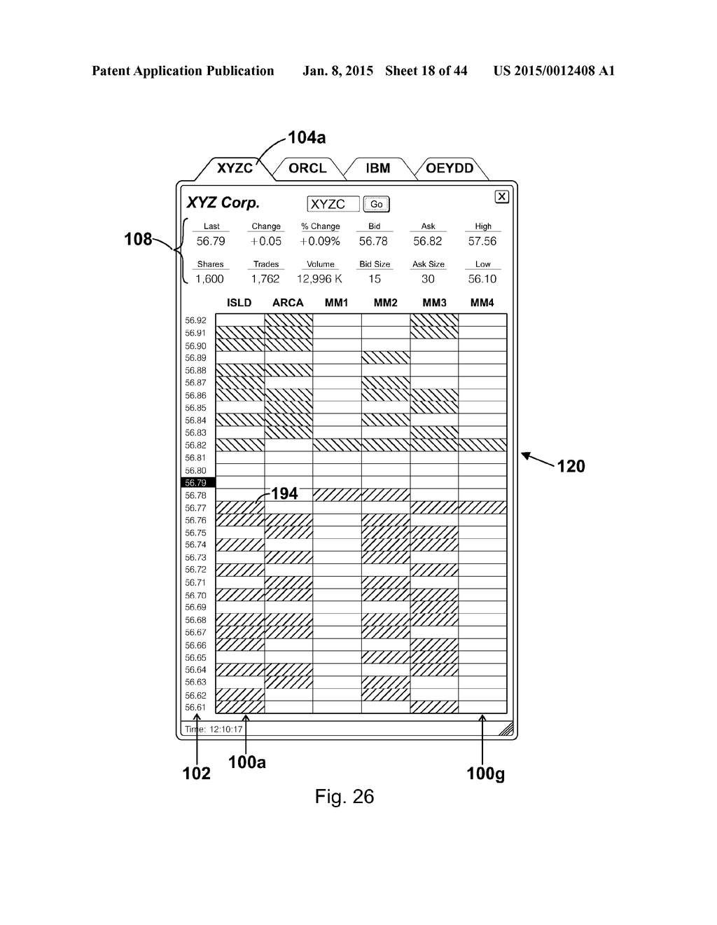 Interactive grid-based graphical trading system for real time security     trading - diagram, schematic, and image 19