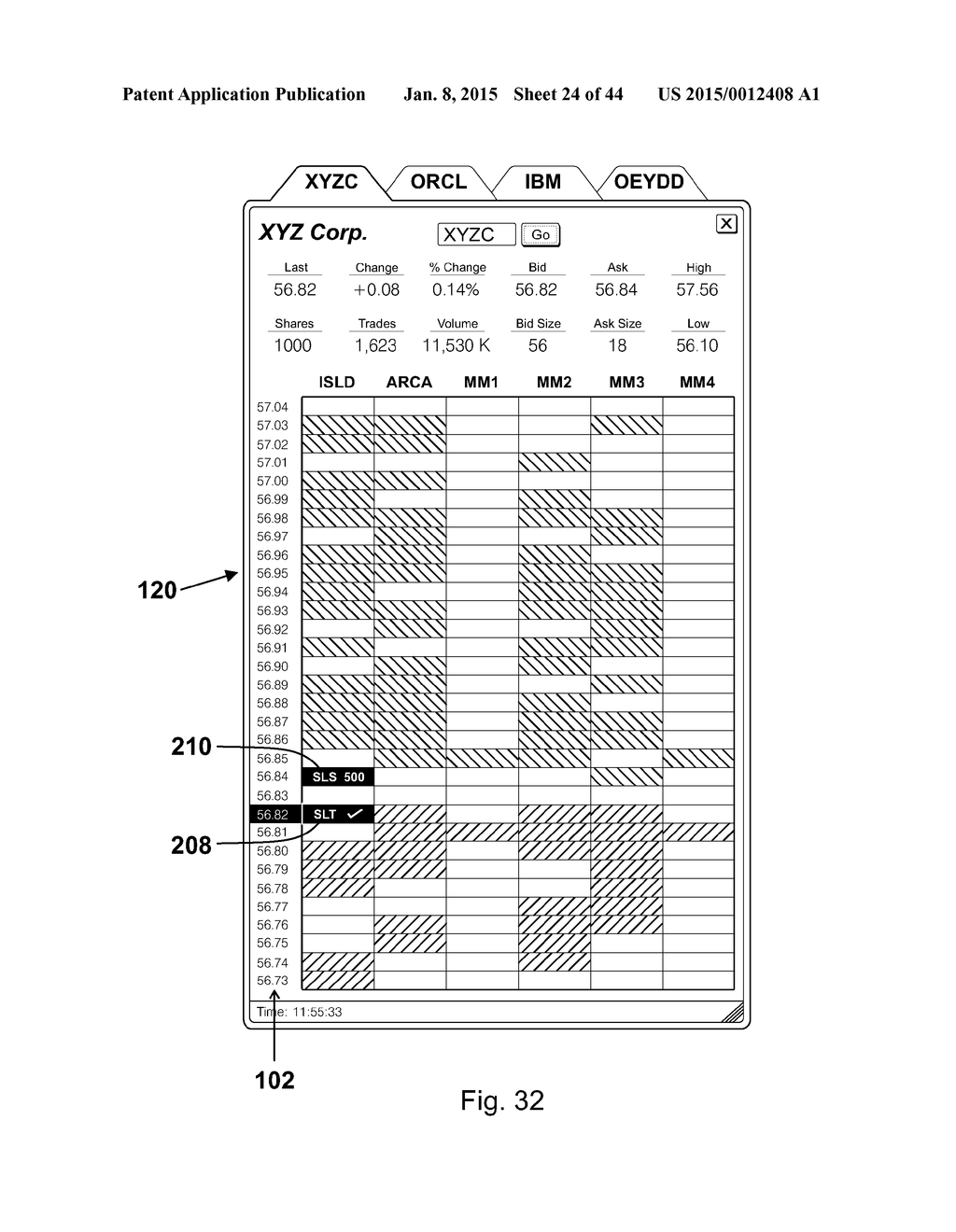 Interactive grid-based graphical trading system for real time security     trading - diagram, schematic, and image 25