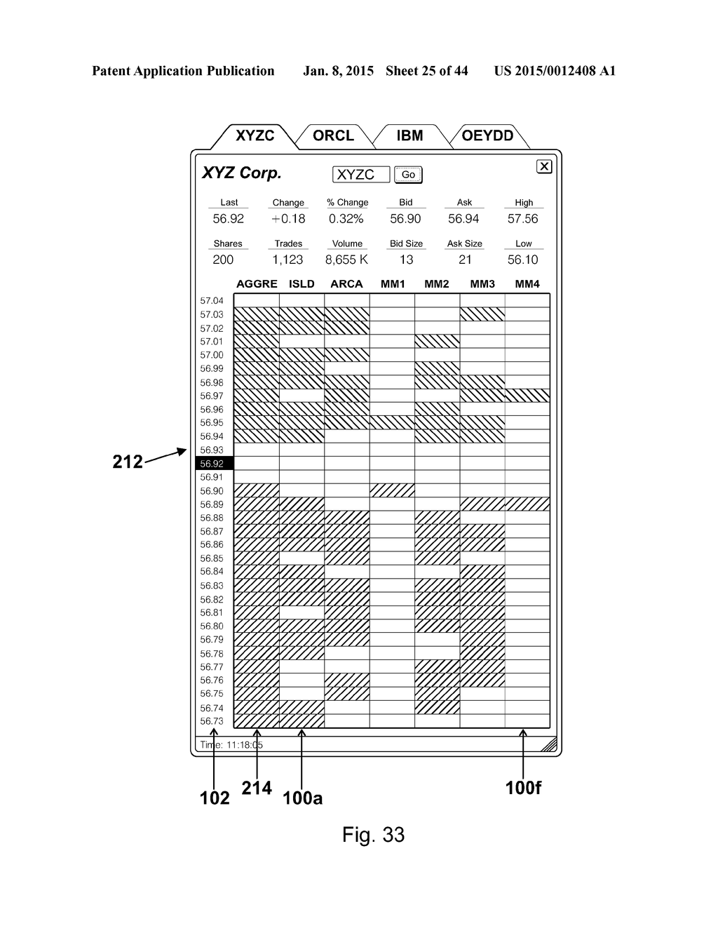 Interactive grid-based graphical trading system for real time security     trading - diagram, schematic, and image 26