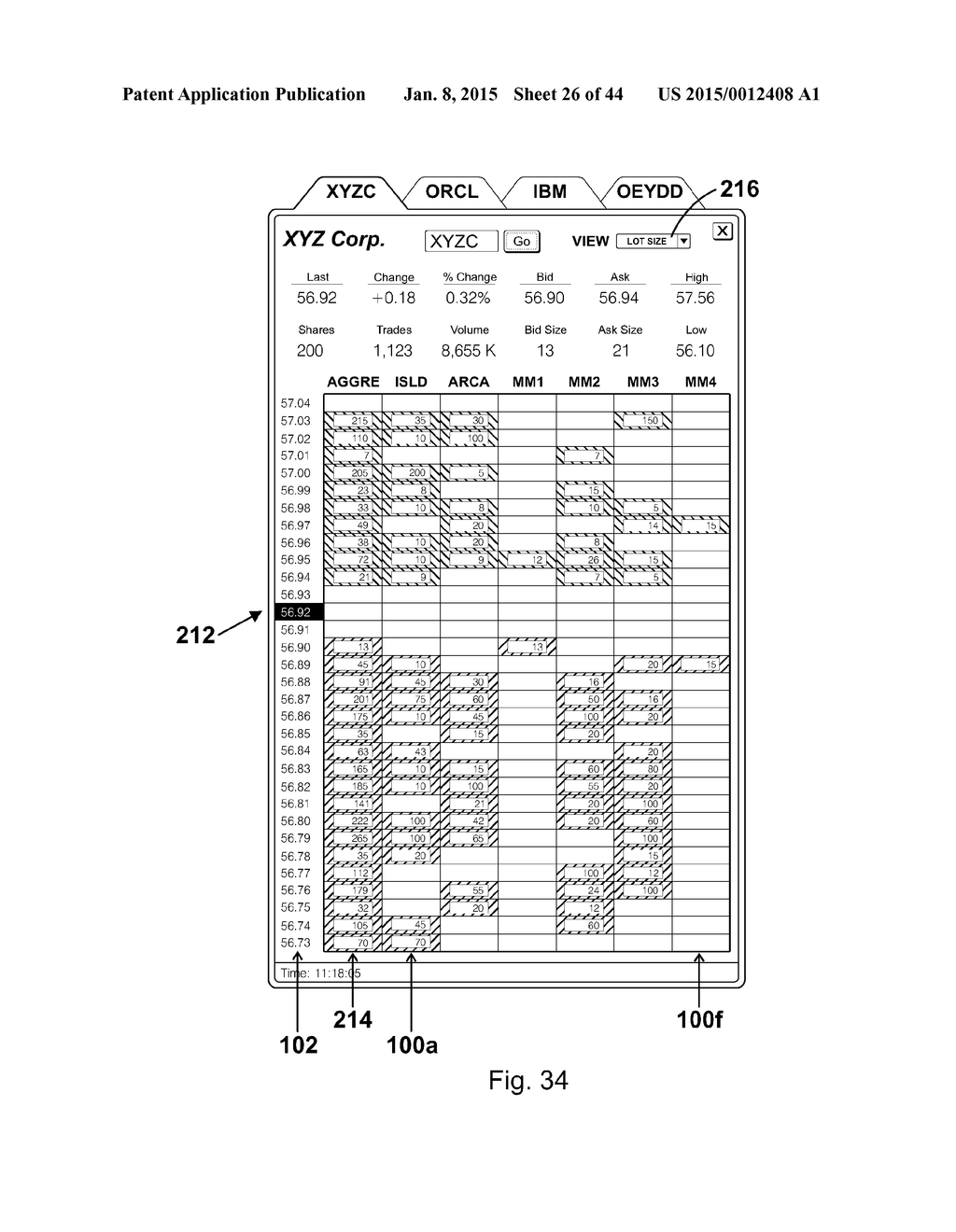 Interactive grid-based graphical trading system for real time security     trading - diagram, schematic, and image 27