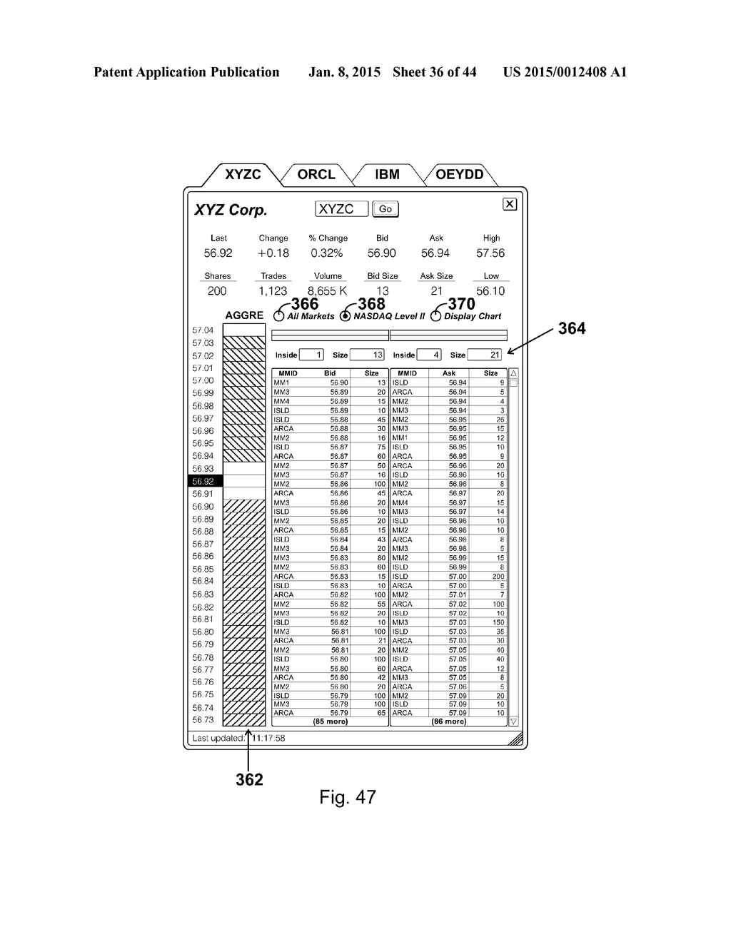 Interactive grid-based graphical trading system for real time security     trading - diagram, schematic, and image 37