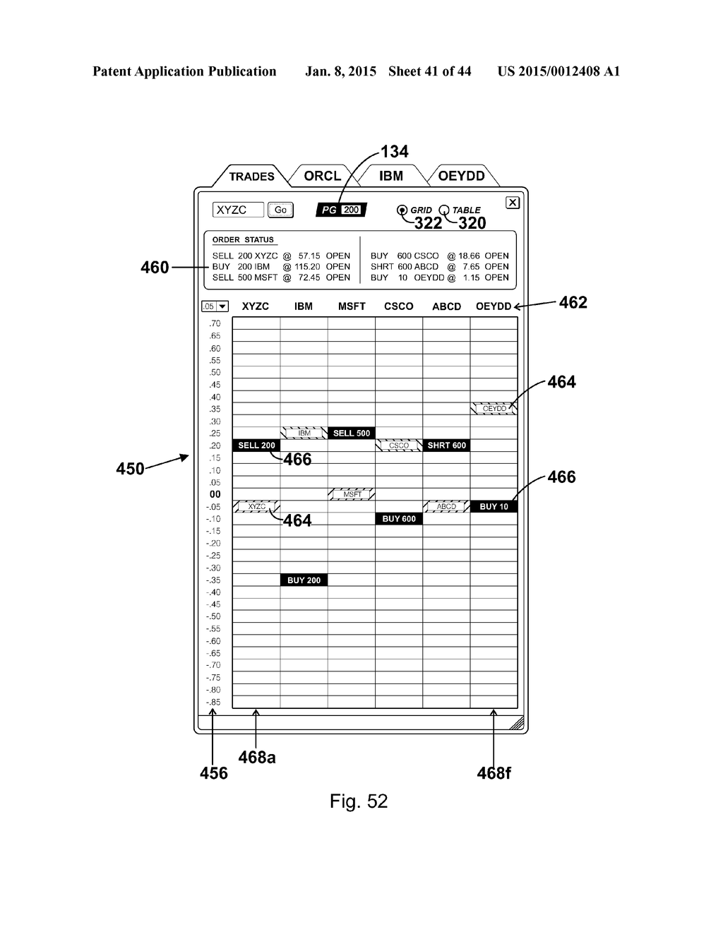 Interactive grid-based graphical trading system for real time security     trading - diagram, schematic, and image 42