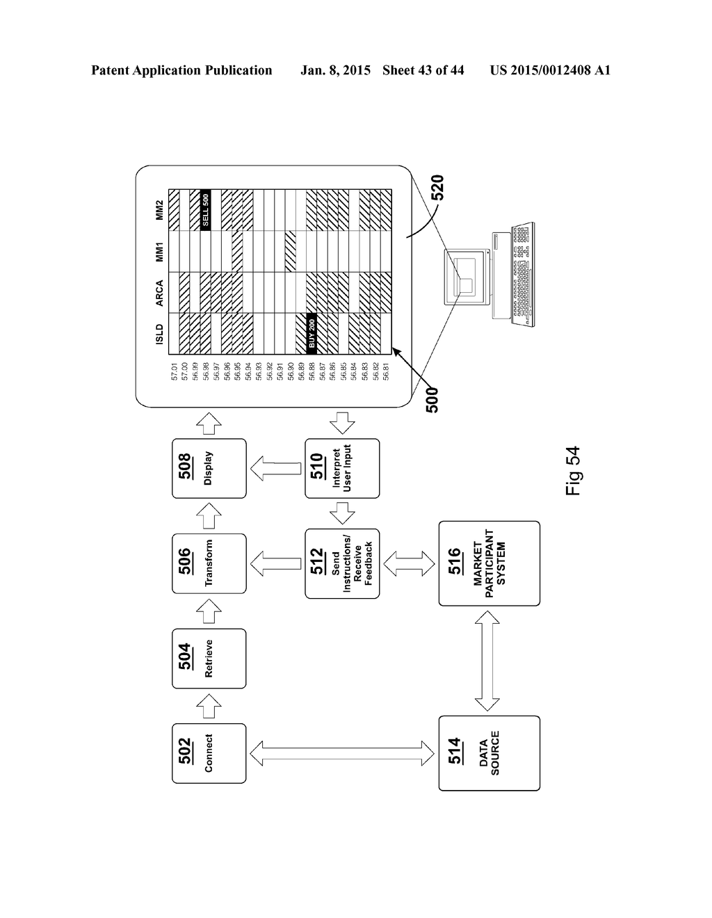 Interactive grid-based graphical trading system for real time security     trading - diagram, schematic, and image 44