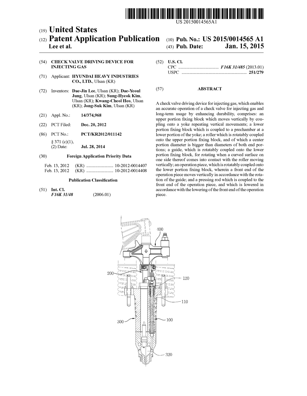 CHECK VALVE DRIVING DEVICE FOR INJECTING GAS - diagram, schematic, and image 01