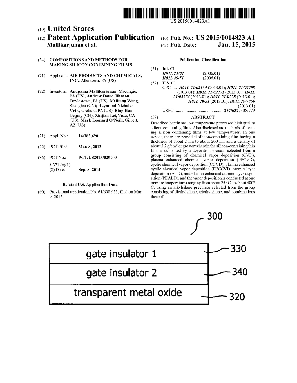 COMPOSITIONS AND METHODS FOR MAKING SILICON CONTAINING FILMS - diagram, schematic, and image 01