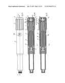 INJECTION DEVICE HAVING A DOSE INDICATING ELEMENT THAT CAN BE MOVED     RELATIVE TO A HOUSING diagram and image