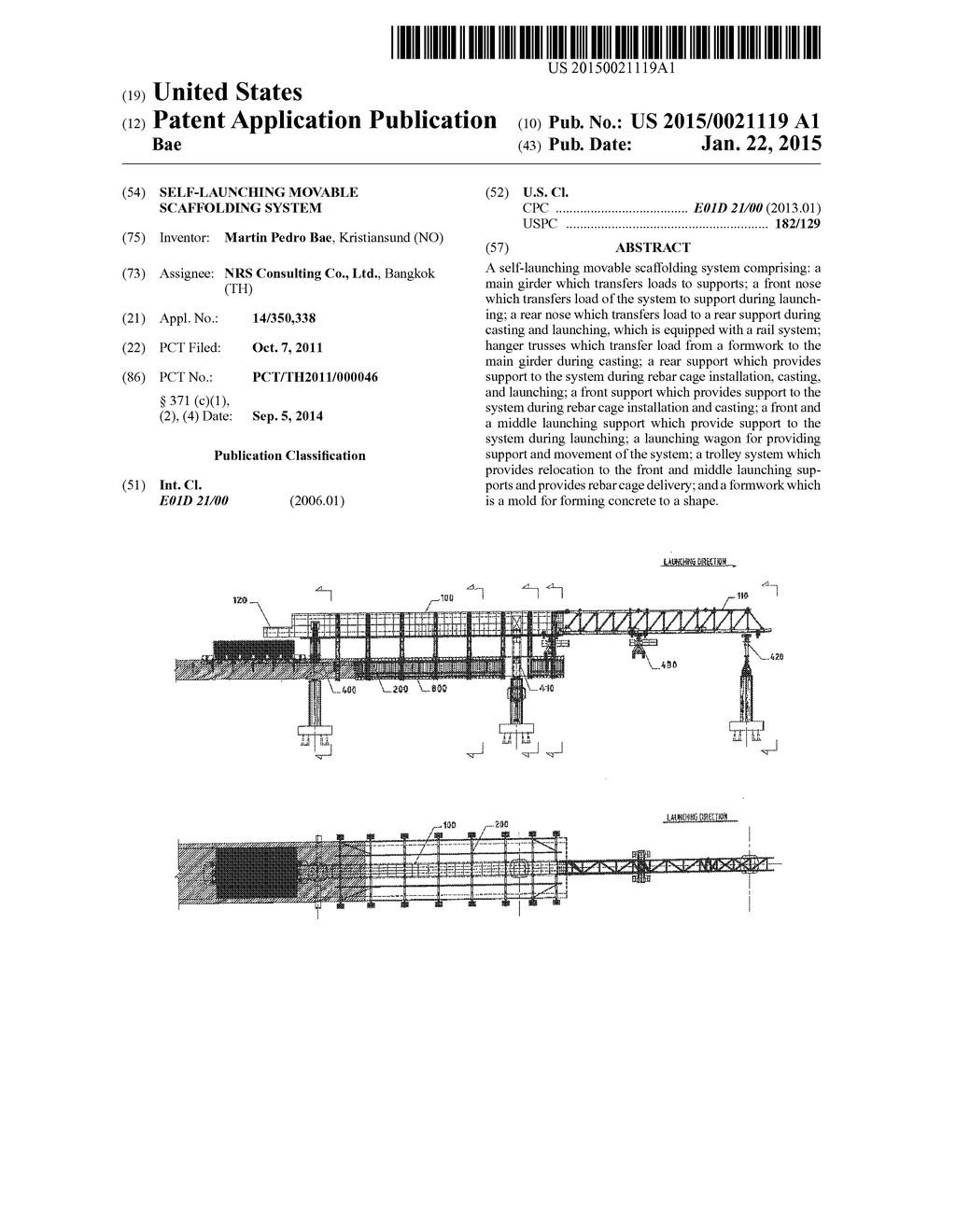 SELF-LAUNCHING MOVABLE SCAFFOLDING SYSTEM - diagram, schematic, and image 01