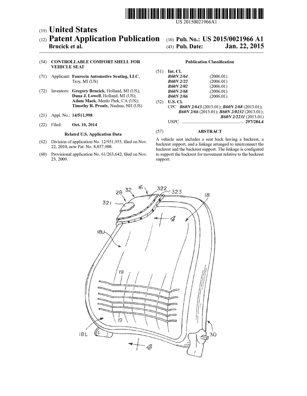 CONTROLLABLE COMFORT SHELL FOR VEHICLE SEAT - diagram, schematic, and image 01