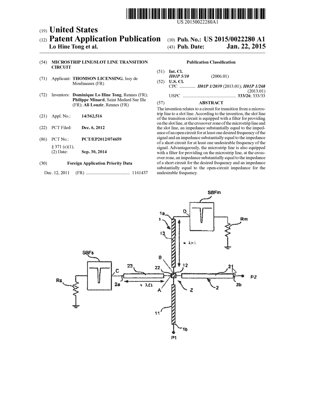 MICROSTRIP LINE/SLOT LINE TRANSITION CIRCUIT - diagram, schematic, and image 01