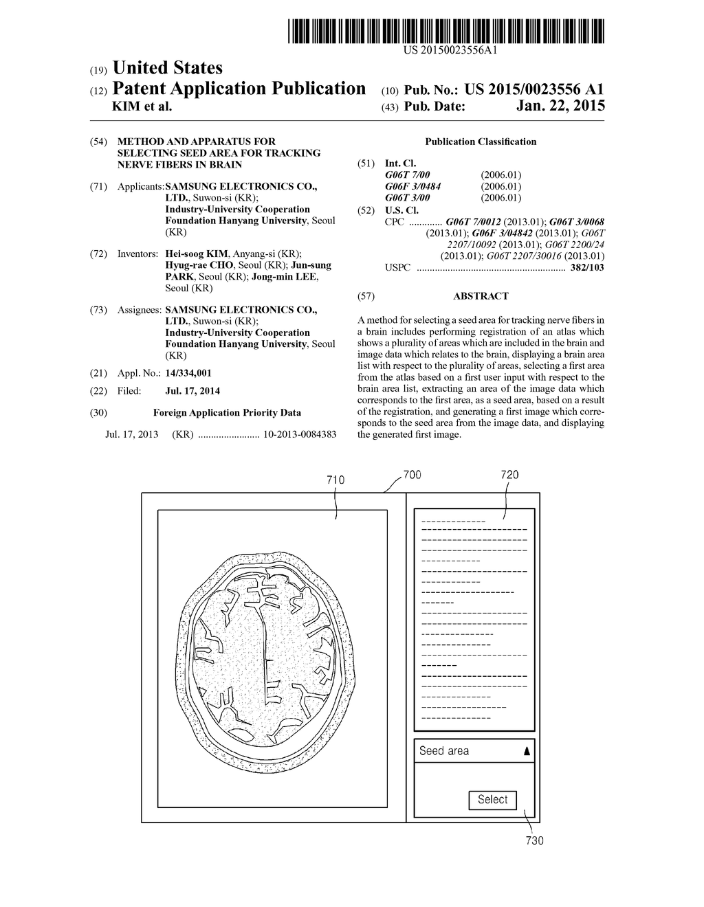 METHOD AND APPARATUS FOR SELECTING SEED AREA FOR TRACKING NERVE FIBERS IN     BRAIN - diagram, schematic, and image 01