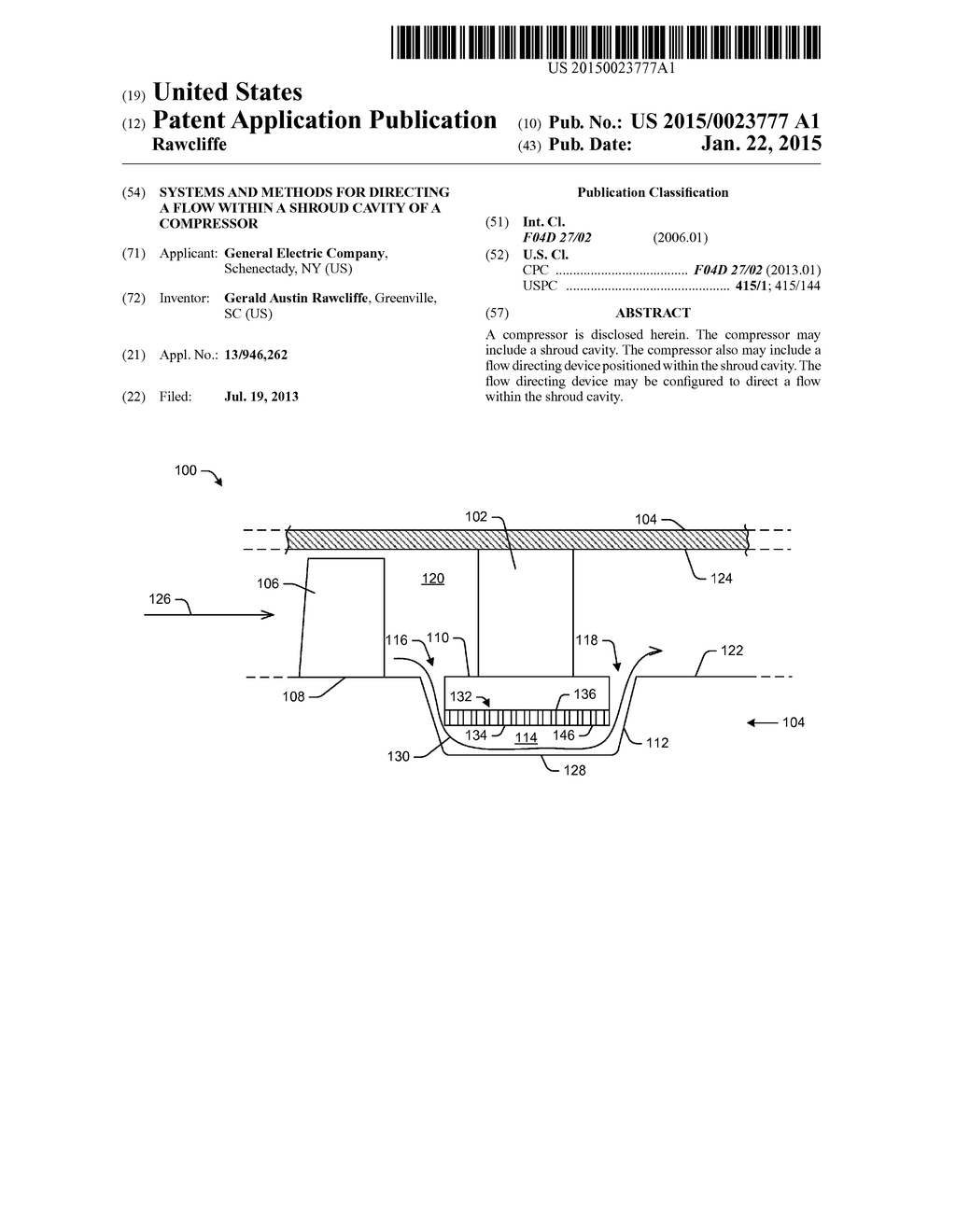 Systems and Methods for Directing a Flow Within a Shroud Cavity of a     Compressor - diagram, schematic, and image 01