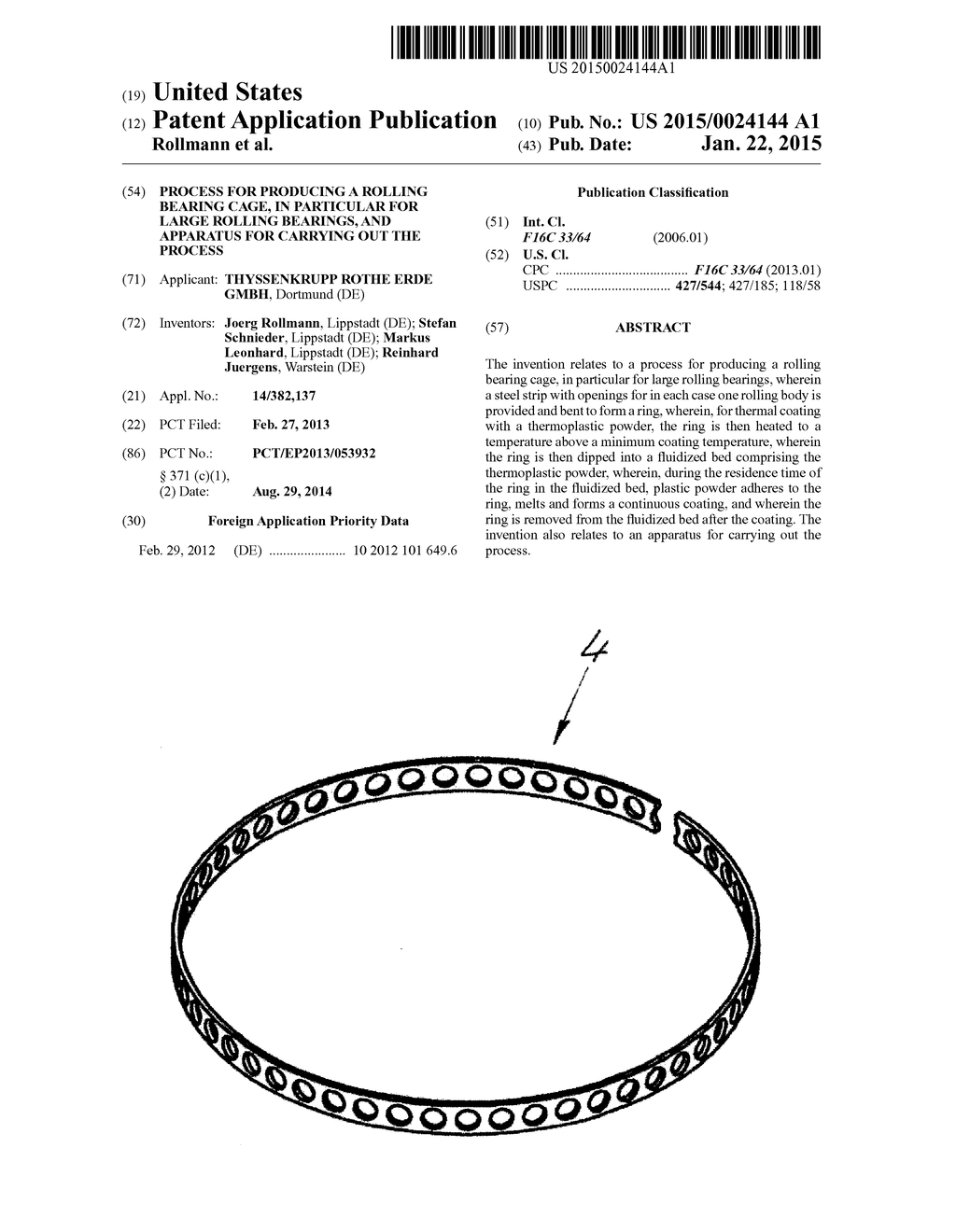 PROCESS FOR PRODUCING A ROLLING BEARING CAGE, IN PARTICULAR FOR LARGE     ROLLING BEARINGS, AND APPARATUS FOR CARRYING OUT THE PROCESS - diagram, schematic, and image 01