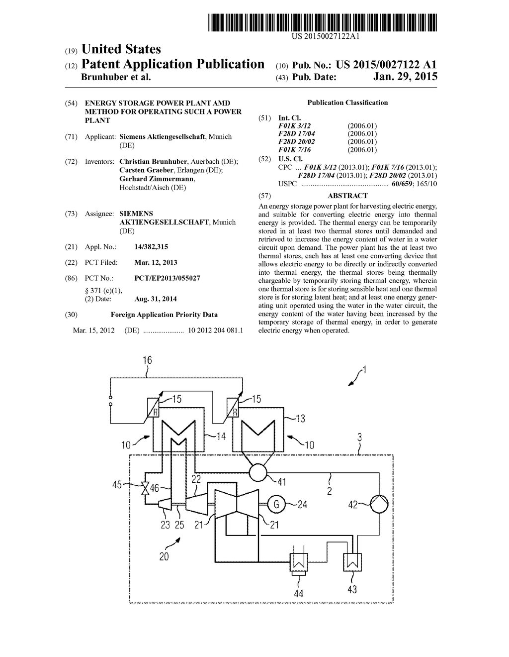 ENERGY STORAGE POWER PLANT AMD METHOD FOR OPERATING SUCH A POWER PLANT - diagram, schematic, and image 01