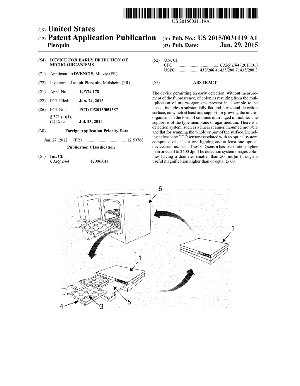 DEVICE FOR EARLY DETECTION OF MICRO-ORGANISMS - diagram, schematic, and image 01